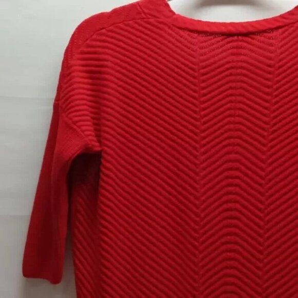 Express Chevron Pattern Knit V-Neck Sweater Women’s XS Red Droptail High-Low Hem - Picture 8 of 14